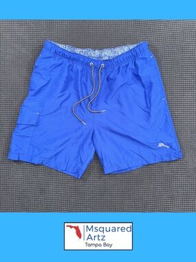 Tommy Bahama Blue Swim Trunks Mens Medium Mesh Lined Beach Shorts